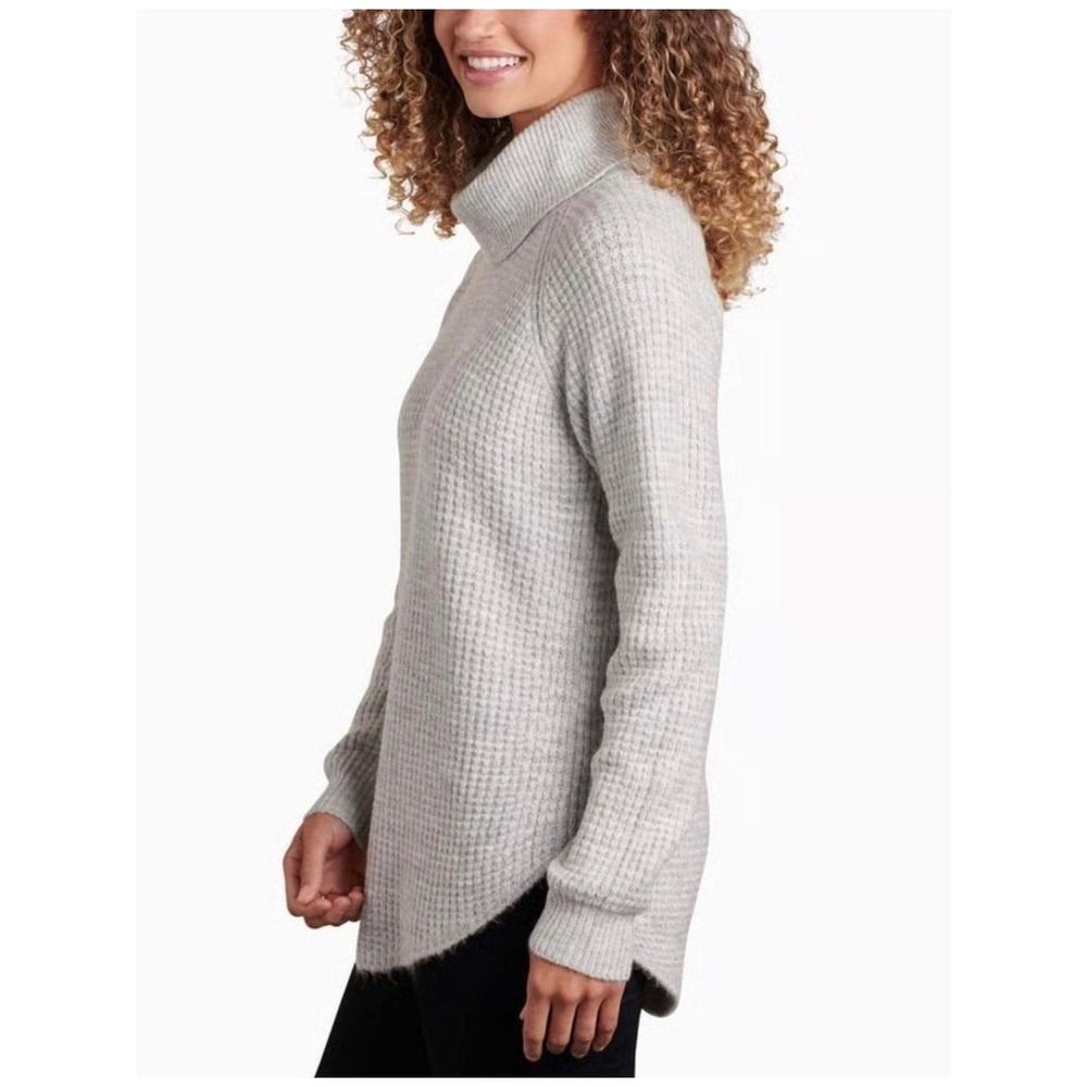 Kuhl Sienna Womens Gray Waffle Knit Turtleneck Raglan Sweater Size L Gorpcore